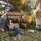 Costway 2-Seat Patio Swing Porch Swing with Adjustable Canopy for Garden Black/Dark Brown